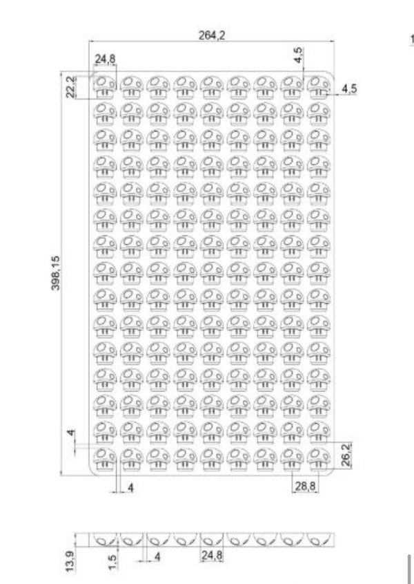 mushroom mold dimensions